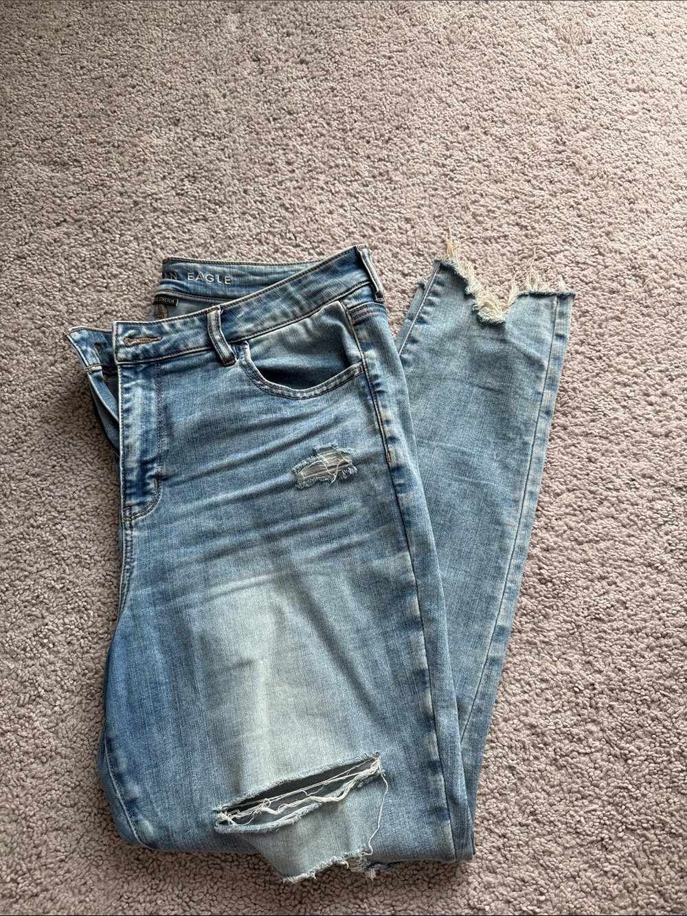 American Eagle Outfitters Light Blue Ripped Skinny Jeans